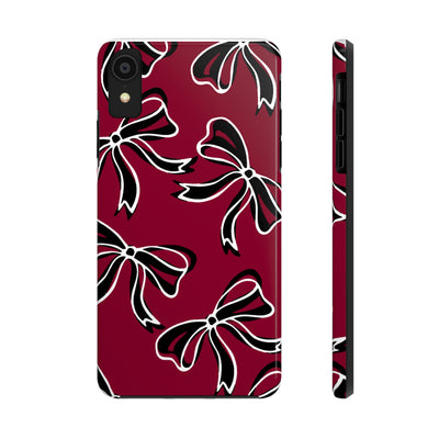 Trendy Bow Phone Case, Bed Party Bow Iphone case, Bow Phone Case, - South Carolina, Gamecocks, USC, garnet and black