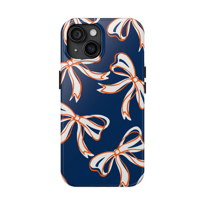 Trendy Bow Phone Case, Bed Party Bow Iphone case, Bow Phone Case, Bow Gifts - Syracuse, Auburn, Illinois, Bucknell, UVA, Navy & Orange