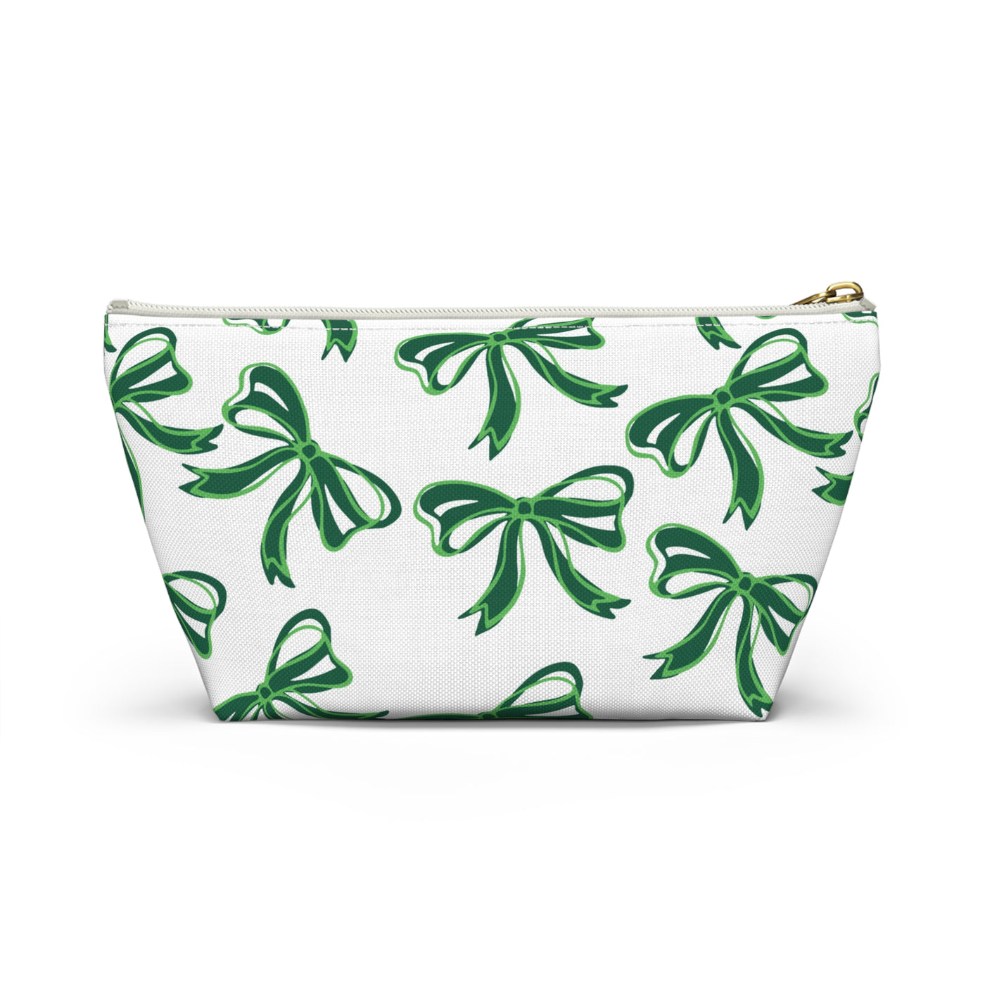 Trendy Bow Makeup Bag - Graduation Gift, Bed Party Gift, Acceptance Gift, College Gift, Binghamton Bearcats, BING, green and white
