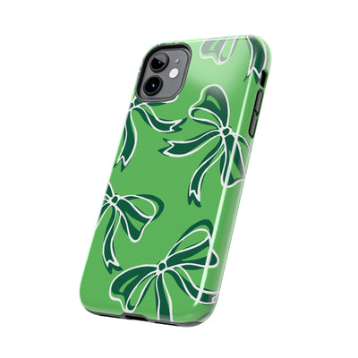 Trendy Bow Phone Case, Bed Party Bow Iphone case, Bow Phone Case, - Binghamton, BING, Bearcats, green and white