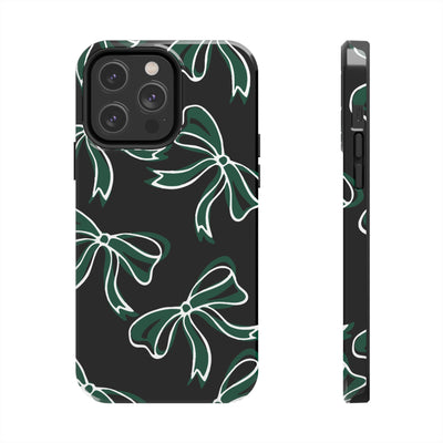 Trendy Bow Phone Case, Bed Party Bow Iphone case, Bow Phone Case, - Michigan State, Spartans, BING, green and white