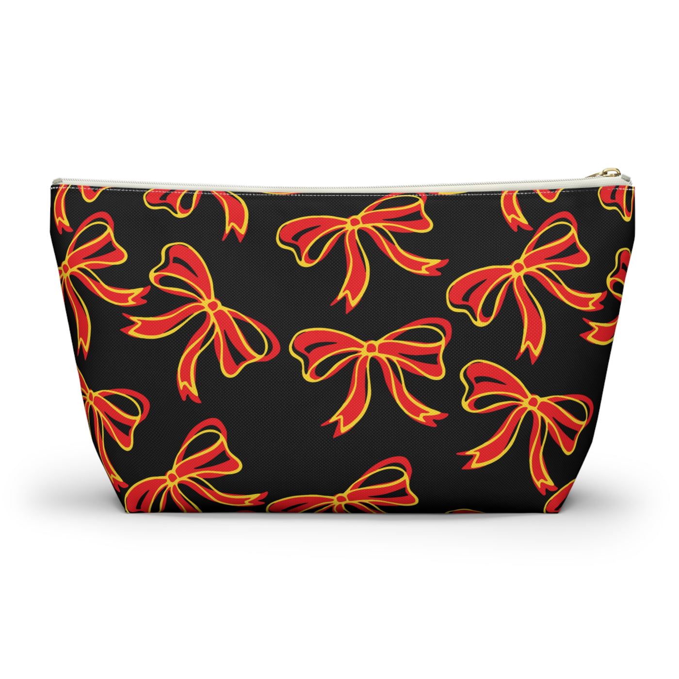 Trendy Bow Makeup Bag - Graduation Gift, Bed Party Gift, Acceptance Gift, College Gift, Maryland, USC, Red and Gold, Iowa State