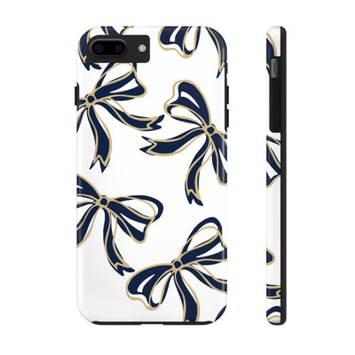 Trendy Bow Phone Case, Bed Party Bow Iphone case, Bow Phone Case, College Case, Bow Gifts, Navy and Gold, GW University, Bow Aesthetic