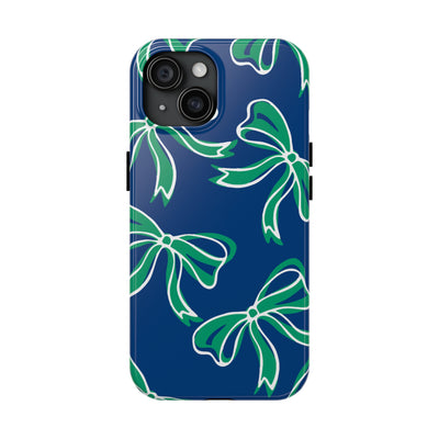 Trendy Bow Phone Case, Bed Party Bow Iphone case, Bow Phone Case, - FGCU, Blue and Green, Florida Gulf Coast