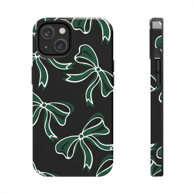 Trendy Bow Phone Case, Bed Party Bow Iphone case, Bow Phone Case, - Michigan State, Spartans, BING, green and white