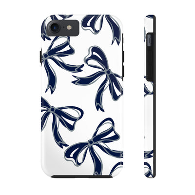 Trendy Bow Phone Case, Bed Party Bow Iphone case, Bow Phone Case, - Monmouth, UConn, Huskies, navy and white, navy and grey