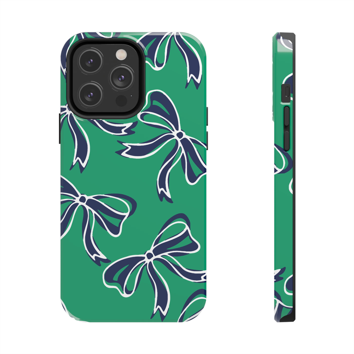 Trendy Bow Phone Case, Bed Party Bow Iphone case, Bow Phone Case, - Notre Dame, green and blue