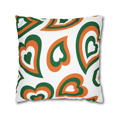 Retro Heart Pillow - Green and Orange, Heart Pillow, Hearts, Valentine's Day, Miami Hurricanes, Bed Party Pillow, Sleepaway Camp Pillow,Camp