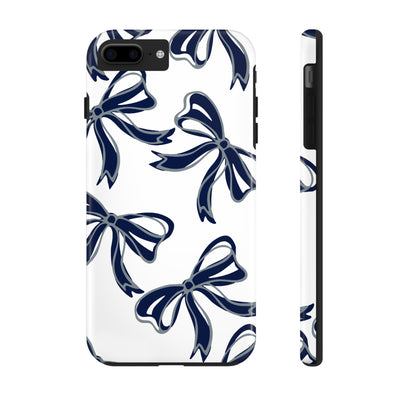 Trendy Bow Phone Case, Bed Party Bow Iphone case, Bow Phone Case, - Monmouth, UConn, Huskies, navy and white, navy and grey