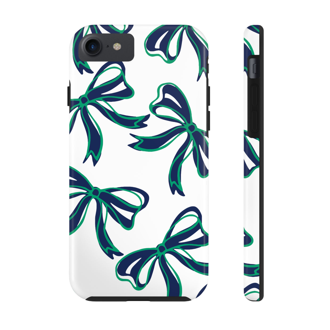 Trendy Bow Phone Case, Bed Party Bow Iphone case, Bow Phone Case, - Notre Dame, green and blue