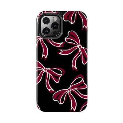 Trendy Bow Phone Case, Bed Party Bow Iphone case, Bow Phone Case, - South Carolina, Gamecocks, USC, garnet and black