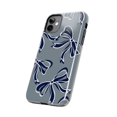 Trendy Bow Phone Case, Bed Party Bow Iphone case, Bow Phone Case, - Monmouth, UConn, Huskies, navy and white, navy and grey