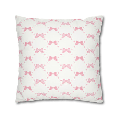 Pretty Little Bow Pillow Cover - Dorm Pillow,Bow Pillow,Bed Party Gift, Acceptance Gift, Camp Gift, Nursery pillow, Bow Aesthetic, Pink Bow