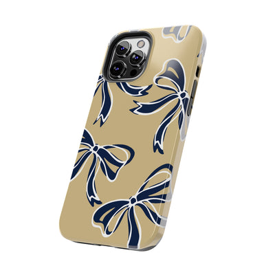 Trendy Bow Phone Case, Bed Party Bow Iphone case, Bow Phone Case, College Case, Bow Gifts, Navy and Gold, GW University, Bow Aesthetic