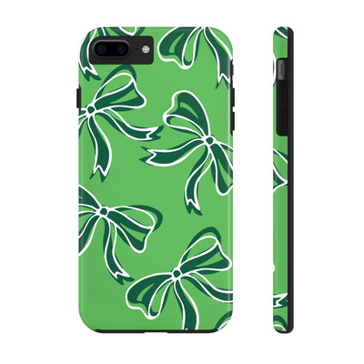 Trendy Bow Phone Case, Bed Party Bow Iphone case, Bow Phone Case, - Binghamton, BING, Bearcats, green and white