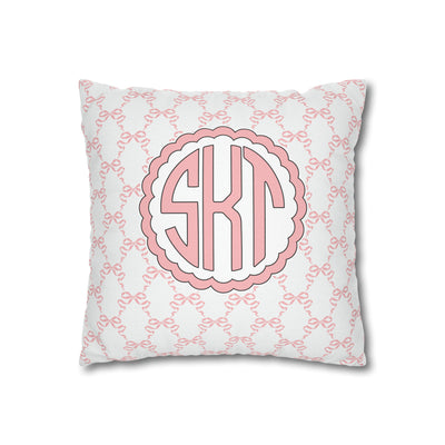 Pink Mongrammed Coquette Decorative Pillow