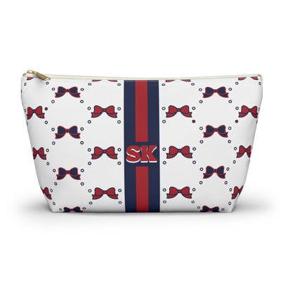 Custom Initial Personalized Bow Makeup Bag - Custom Initial, Makeup Bag, Arizona, Red and Blue, Wildcats