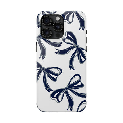 Trendy Bow Phone Case, Bed Party Bow Iphone case, Bow Phone Case, - Monmouth, UConn, Huskies, navy and white, navy and grey