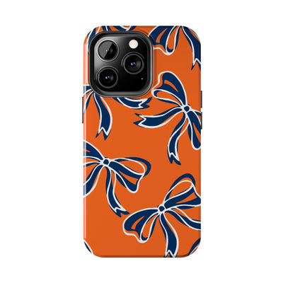 Trendy Bow Phone Case, Bed Party Bow Iphone case, Bow Phone Case, Bow Gifts - Syracuse, Auburn, Illinois, Bucknell, UVA, Navy & Orange