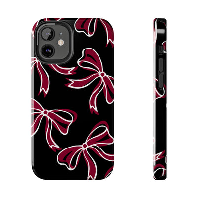 Trendy Bow Phone Case, Bed Party Bow Iphone case, Bow Phone Case, - South Carolina, Gamecocks, USC, garnet and black