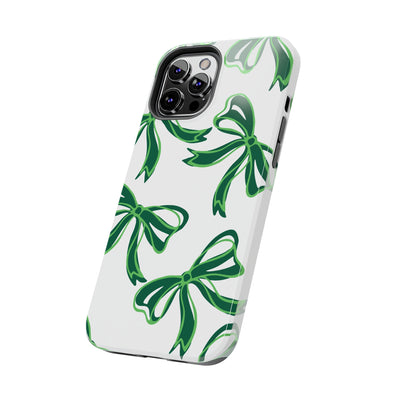 Trendy Bow Phone Case, Bed Party Bow Iphone case, Bow Phone Case, - Binghamton, BING, Bearcats, green and white