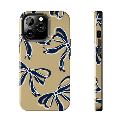 Trendy Bow Phone Case, Bed Party Bow Iphone case, Bow Phone Case, College Case, Bow Gifts, Navy and Gold, GW University, Bow Aesthetic