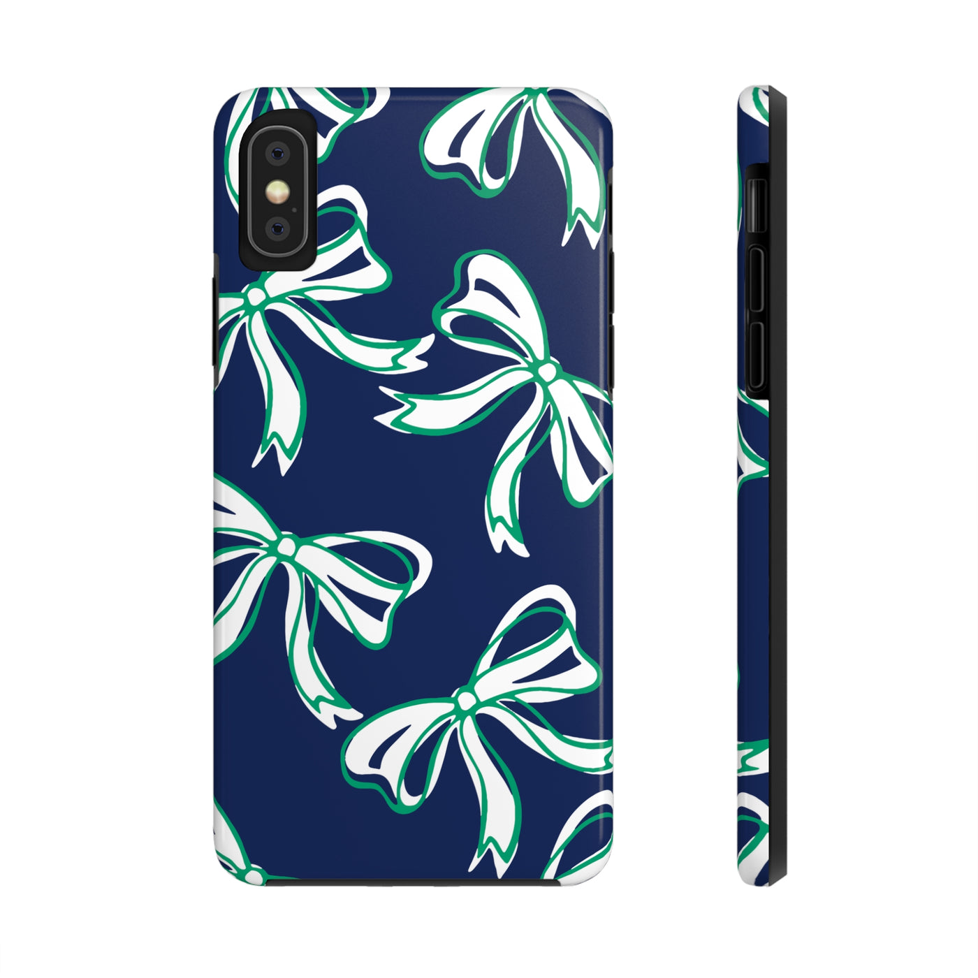 Trendy Bow Phone Case, Bed Party Bow Iphone case, Bow Phone Case, - Notre Dame, green and blue