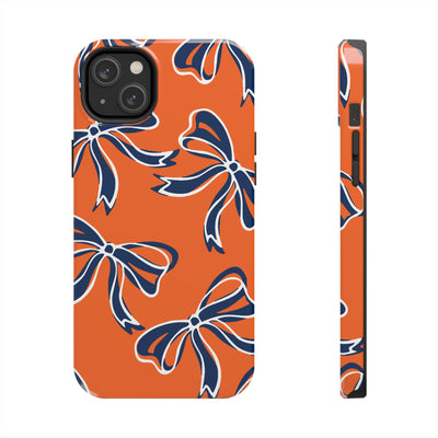 Trendy Bow Phone Case, Bed Party Bow Iphone case, Bow Phone Case, Bow Gifts - Syracuse, Auburn, Illinois, Bucknell, UVA, Navy & Orange