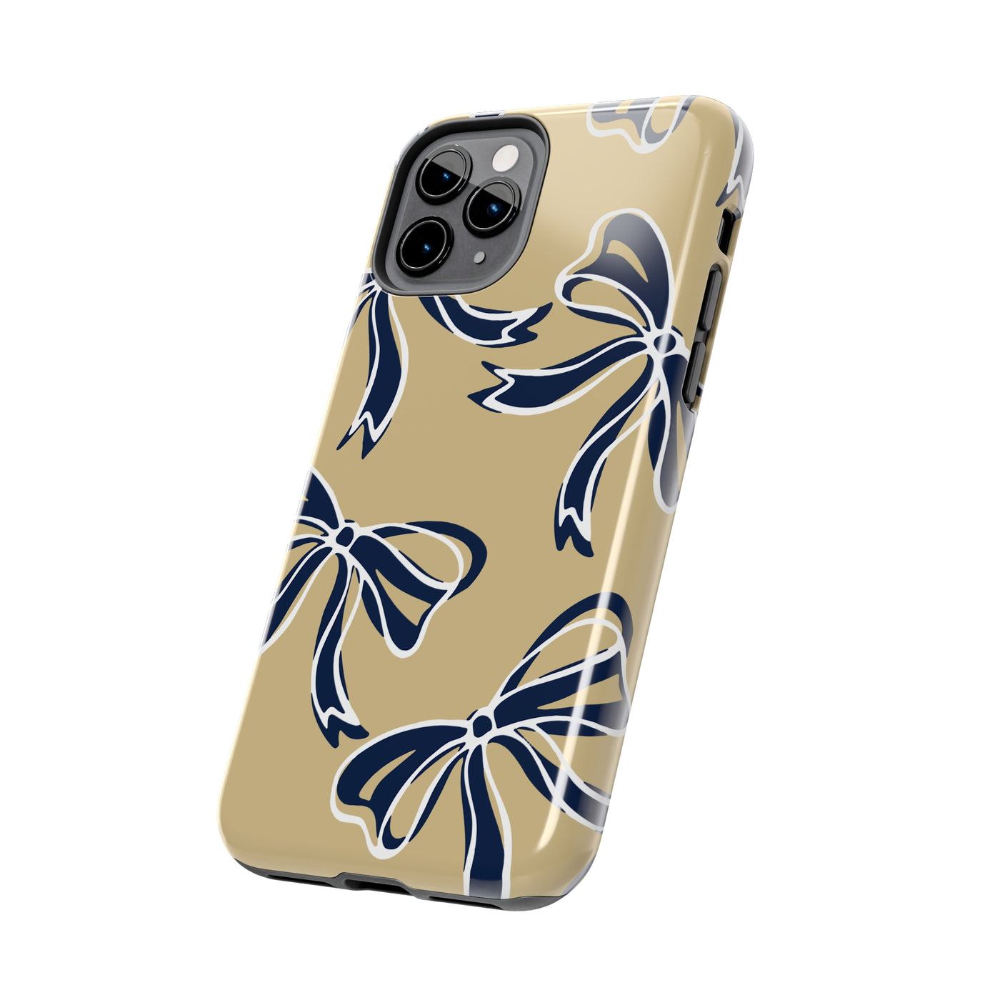 Trendy Bow Phone Case, Bed Party Bow Iphone case, Bow Phone Case, College Case, Bow Gifts, Navy and Gold, GW University, Bow Aesthetic