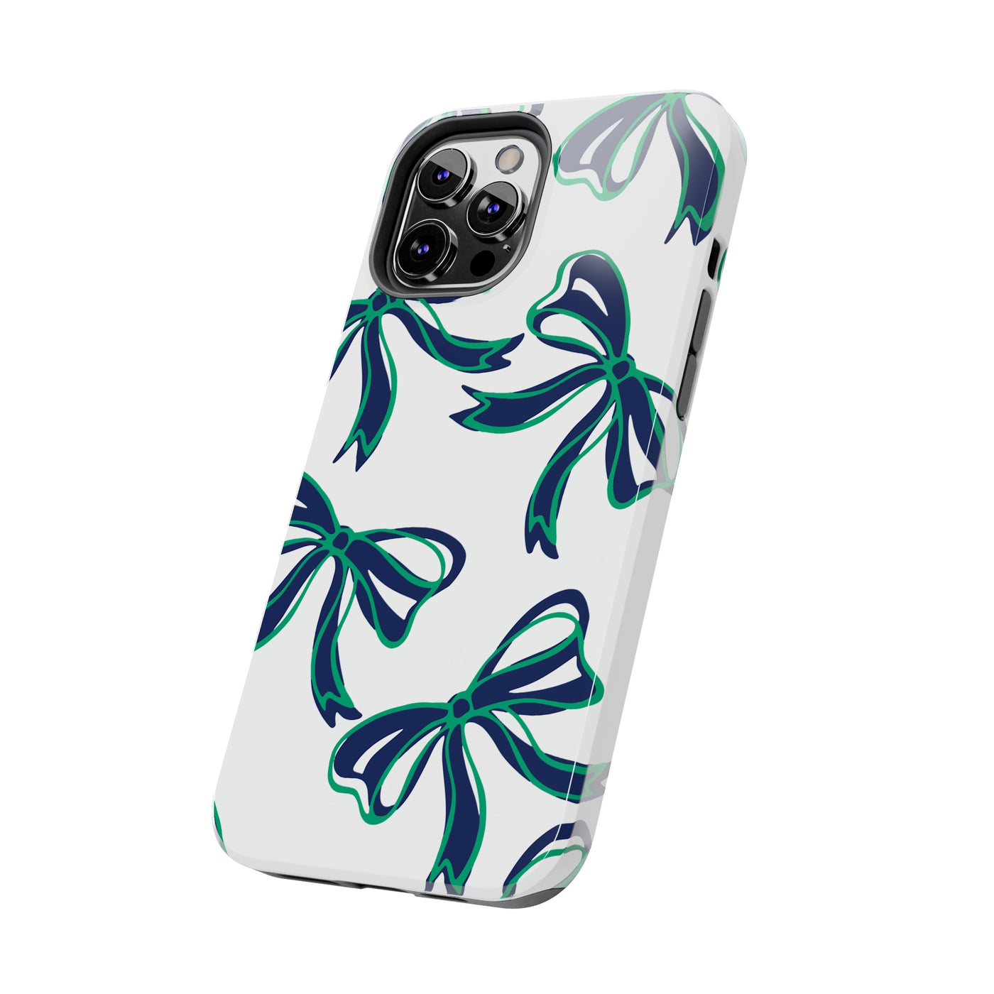 Trendy Bow Phone Case, Bed Party Bow Iphone case, Bow Phone Case, - Notre Dame, green and blue