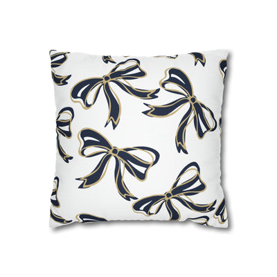 Trendy Bow College Pillow Cover - Dorm Pillow, Graduation Gift, Bed Party Gift, Acceptance Gift, College Gift, GW University, Navy & Gold