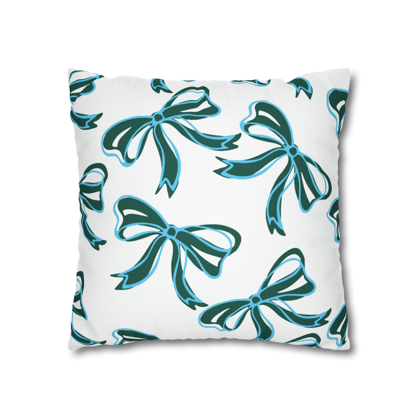 Trendy Bow College Pillow Cover - Dorm Pillow, Graduation Gift, Bed Party Gift, Acceptance Gift, College Gift, Tulane,Roll Wave,Blue & Green