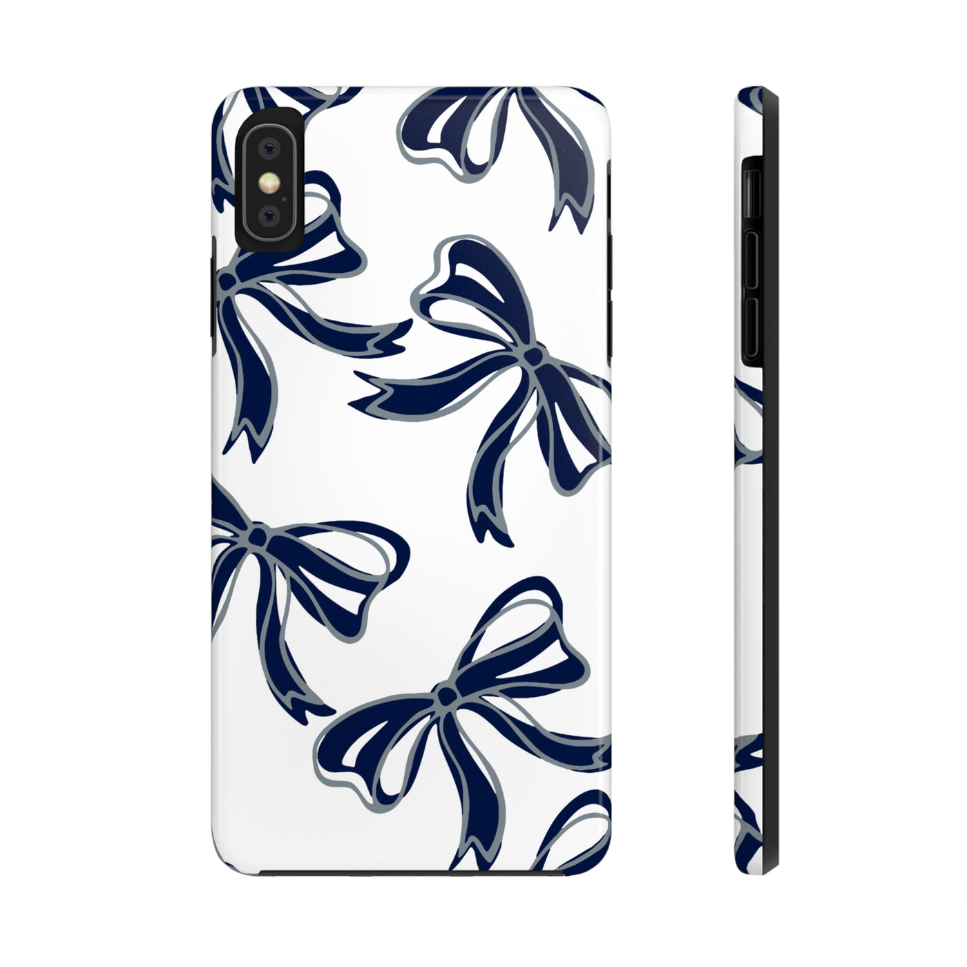 Trendy Bow Phone Case, Bed Party Bow Iphone case, Bow Phone Case, - Monmouth, UConn, Huskies, navy and white, navy and grey