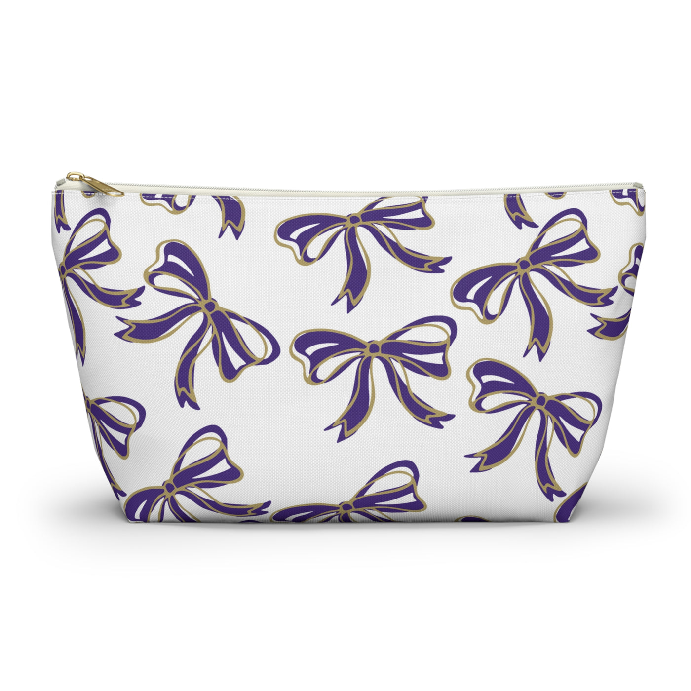 Copy of Trendy Bow Makeup Bag - Graduation Gift, Bed Party Gift, Acceptance Gift, College Gift, Purple and Gold, JMU Dukes, James Madison