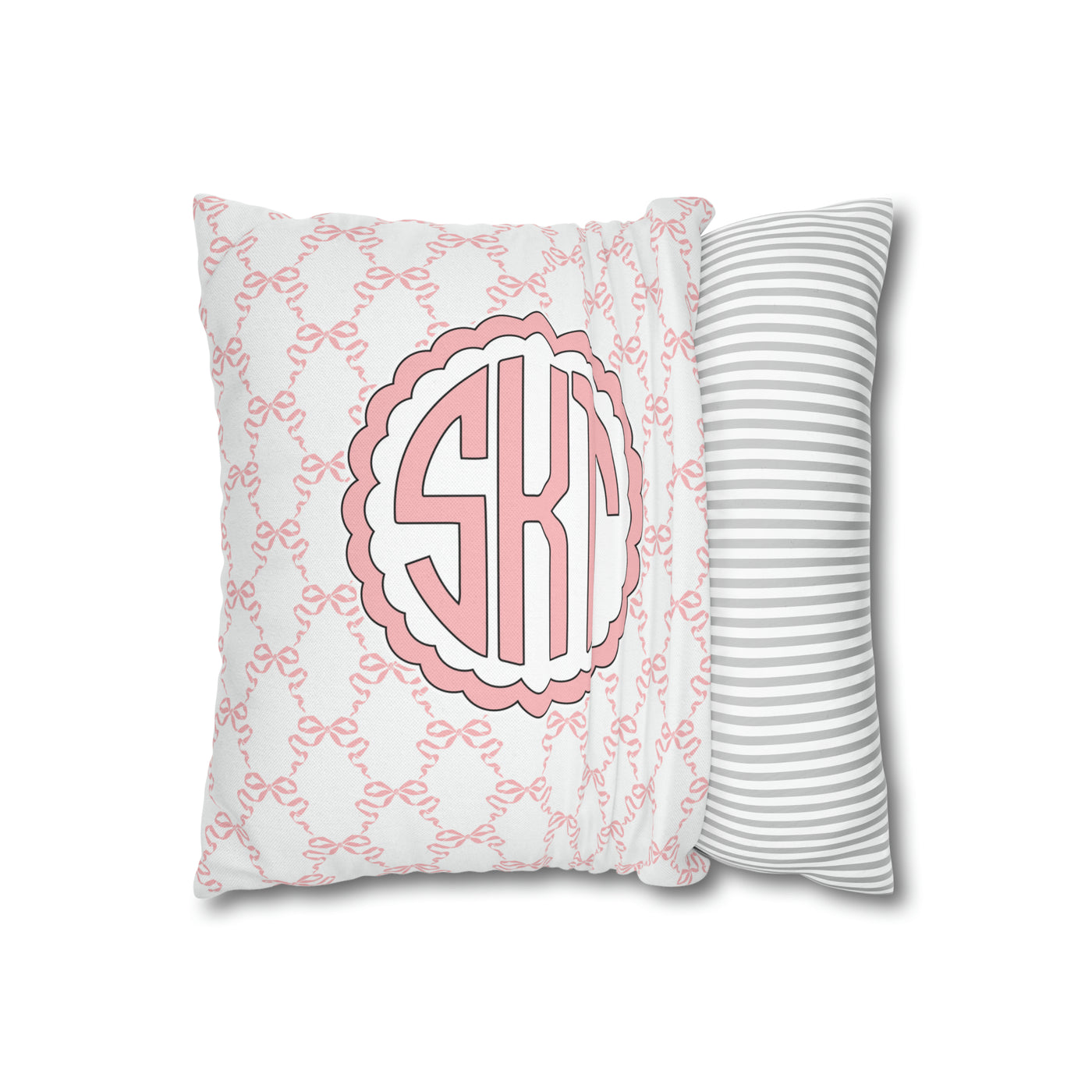 Pink Mongrammed Coquette Decorative Pillow
