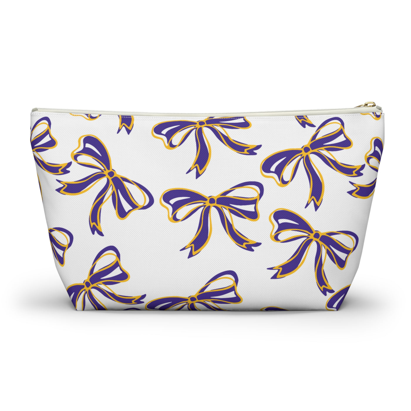Trendy Bow Makeup Bag - Graduation Gift, Bed Party Gift, Acceptance Gift, College Gift, LSU, LSU Tigers, Purple and Gold