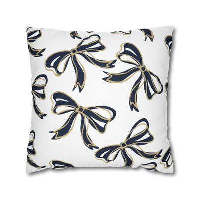 Trendy Bow College Pillow Cover - Dorm Pillow, Graduation Gift, Bed Party Gift, Acceptance Gift, College Gift, GW University, Navy & Gold