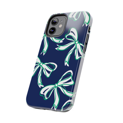 Trendy Bow Phone Case, Bed Party Bow Iphone case, Bow Phone Case, - Notre Dame, green and blue