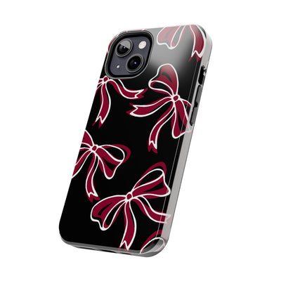 Trendy Bow Phone Case, Bed Party Bow Iphone case, Bow Phone Case, - South Carolina, Gamecocks, USC, garnet and black