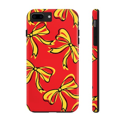 Trendy Bow Phone Case, Bed Party Bow Iphone case, Bow Phone Case, College Case, Bow Gift - Maryland, Terps, Terrapins, UMD, Red Gold & Black