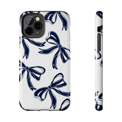 Trendy Bow Phone Case, Bed Party Bow Iphone case, Bow Phone Case, - Monmouth, UConn, Huskies, navy and white, navy and grey