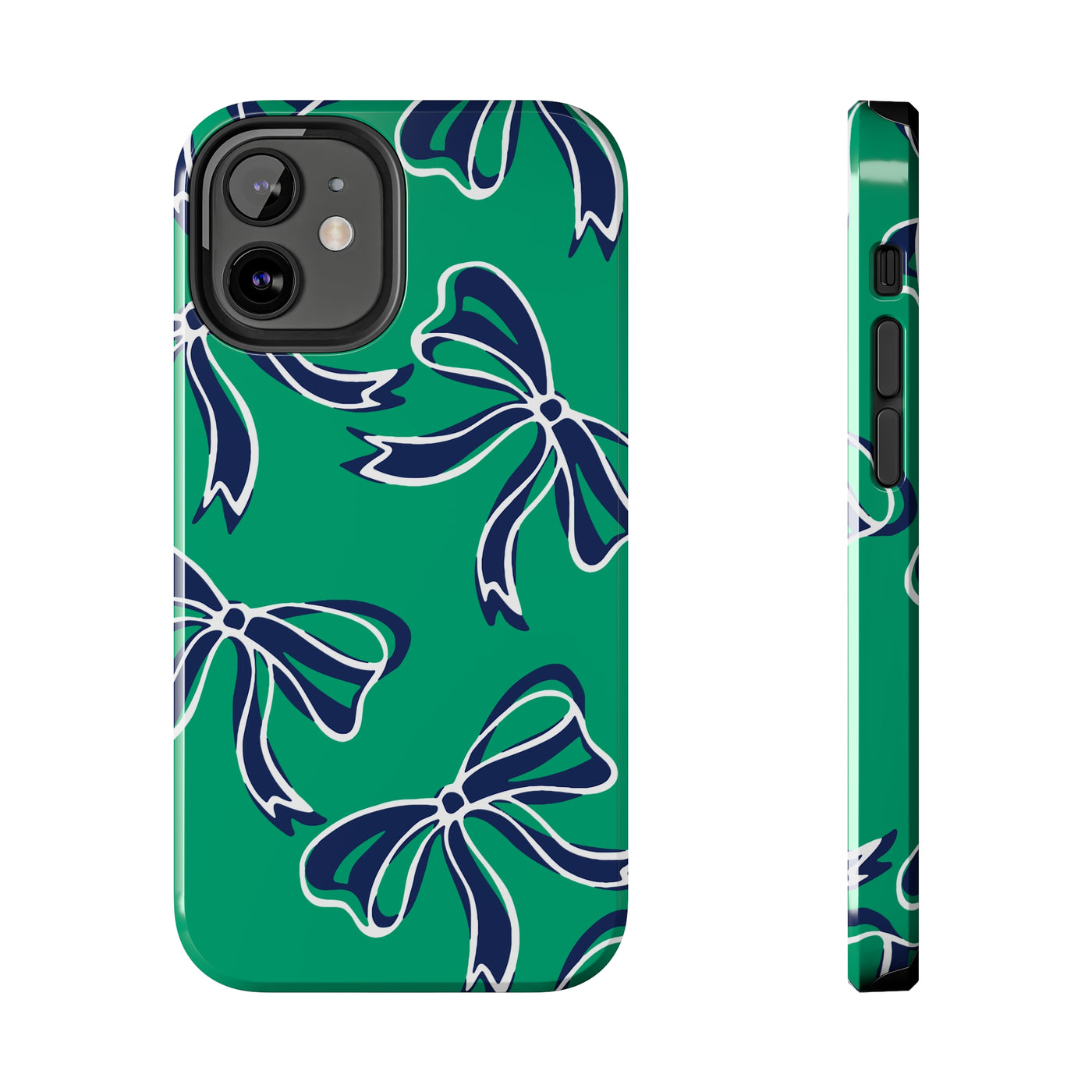 Trendy Bow Phone Case, Bed Party Bow Iphone case, Bow Phone Case, - Notre Dame, green and blue