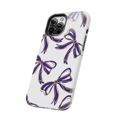 Trendy Bow Phone Case, Bed Party Bow Iphone case, Bow Phone Case, College Case, Bow Gifts - James Madison - JMU Dukes - Purple and Gold