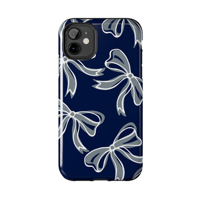 Trendy Bow Phone Case, Bed Party Bow Iphone case, Bow Phone Case, - Monmouth, UConn, Huskies, navy and white, navy and grey