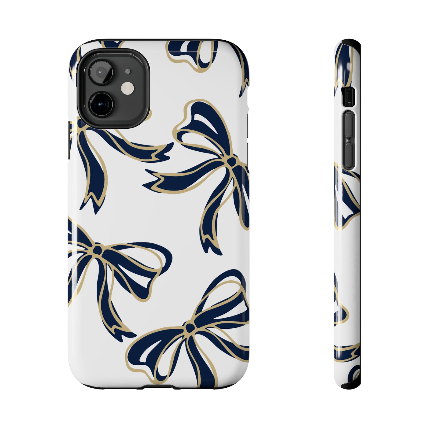 Trendy Bow Phone Case, Bed Party Bow Iphone case, Bow Phone Case, College Case, Bow Gifts, Navy and Gold, GW University, Bow Aesthetic