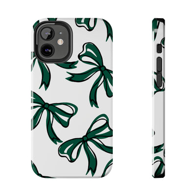 Trendy Bow Phone Case, Bed Party Bow Iphone case, Bow Phone Case, - Michigan State, Spartans, BING, green and white