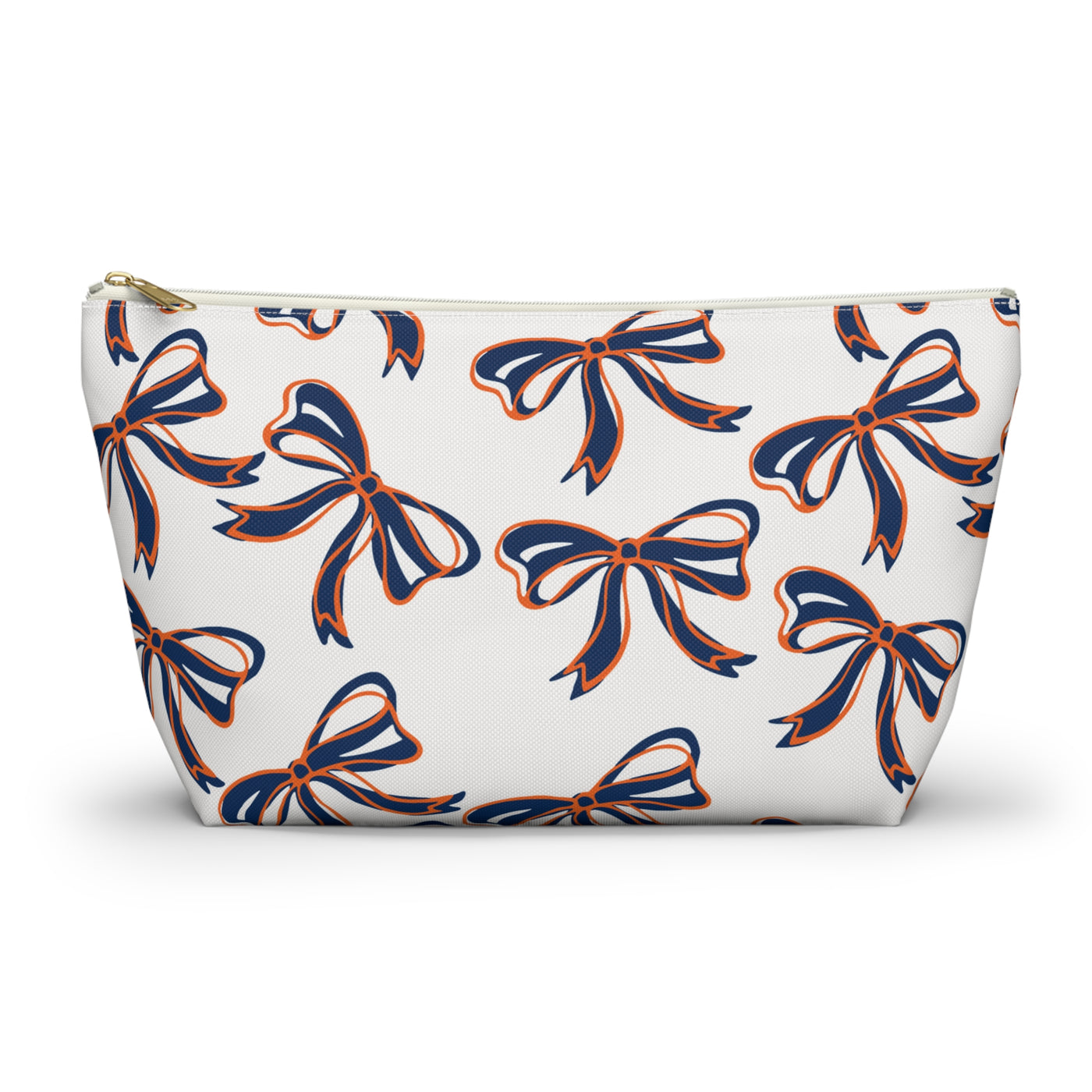 Bed Party Bow Makeup Bags - White, Orange & Navy