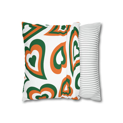 Retro Heart Pillow - Green and Orange, Heart Pillow, Hearts, Valentine's Day, Miami Hurricanes, Bed Party Pillow, Sleepaway Camp Pillow,Camp