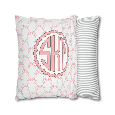 Pink Mongrammed Coquette Decorative Pillow