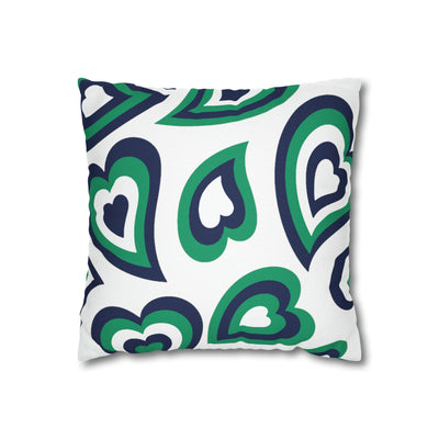 Retro Heart Pillow - Navy and Green, Heart Pillow, Hearts, Valentine's Day, FCGU, Bed Party Pillow, Sleepaway Camp Pillow, Camp
